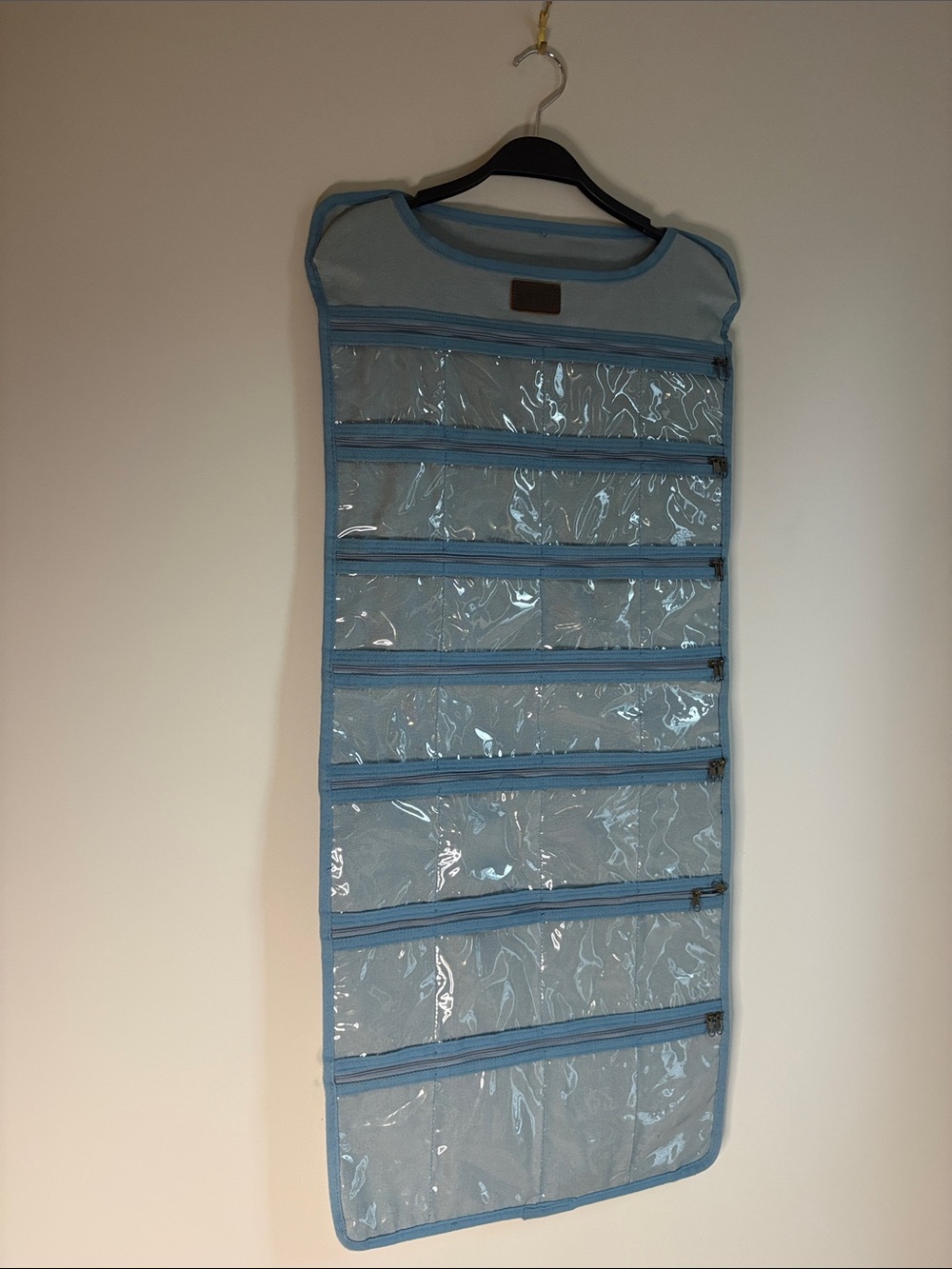 Light Blue Hanging Clear Pocket Organizer - Home Storage